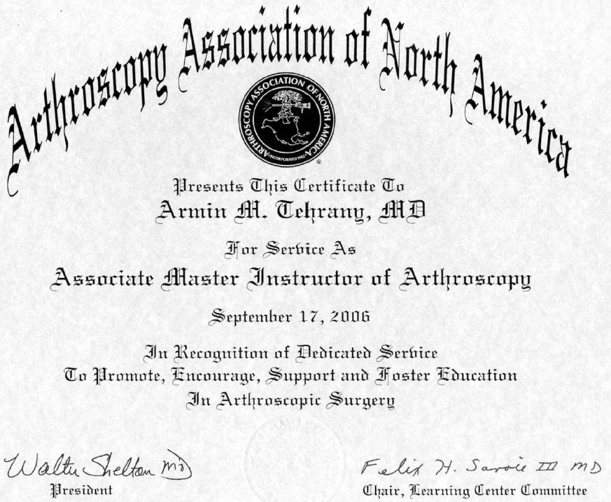 orthopedic doctor certificate